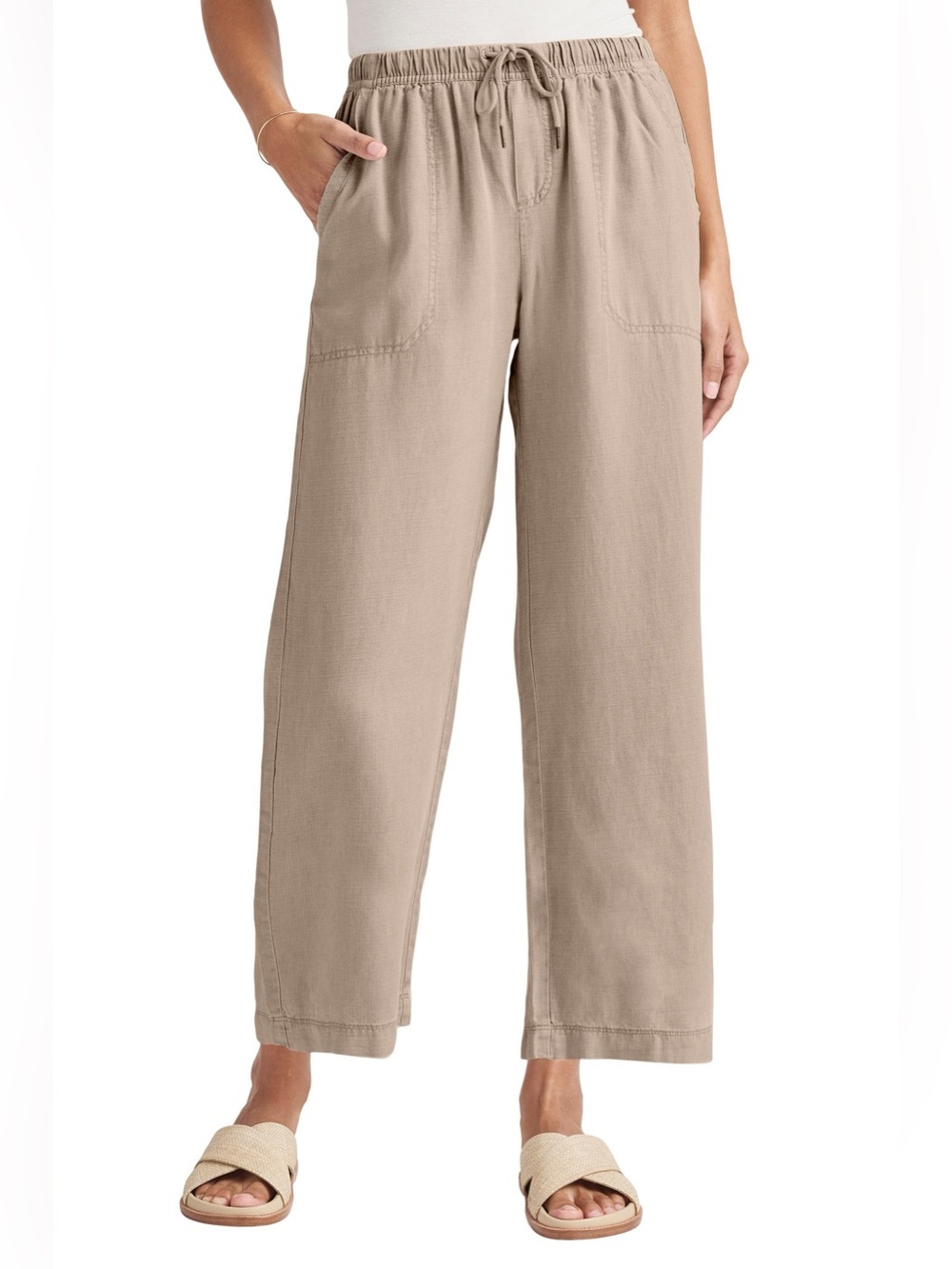 Splendid Cropped Wide-Leg Pants Linen Blend Relaxed Casual Bohemian Lagenlook
